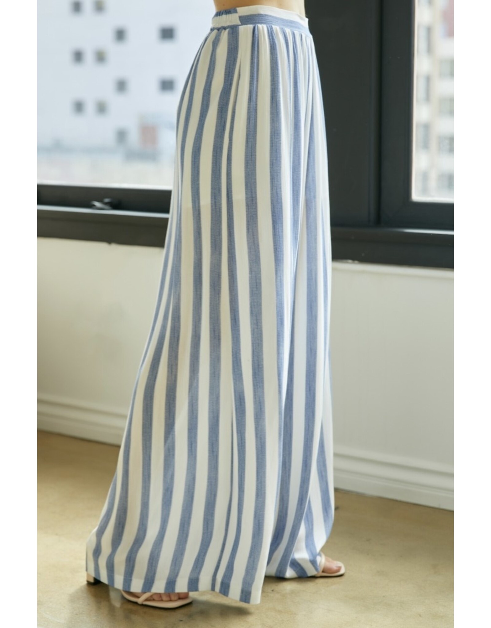 LATA Blue stripe wide leg pants