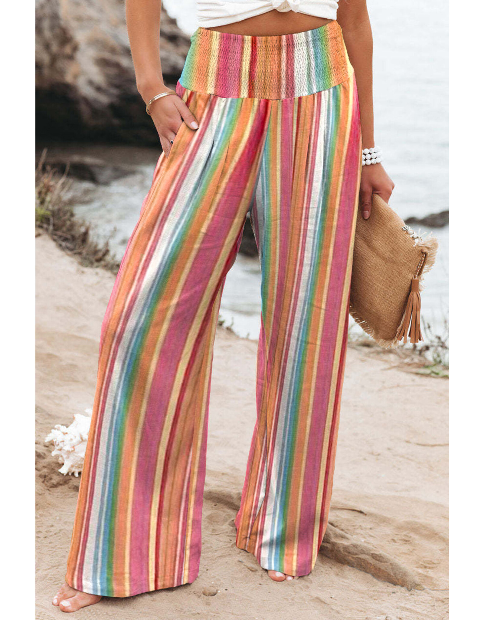 LATA Multicolor stripe wide leg pants