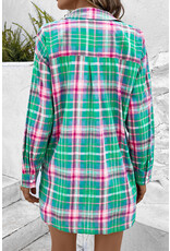 LATA Green Plaid L/S Button Down Shirt