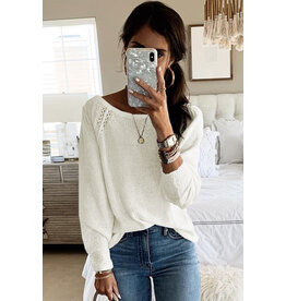 LATA White L/S Cutout Sweater