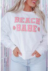 LATA White BEACH BABE Sweatshirt
