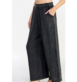 LATA Black cotton gauze wide leg pants