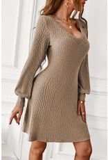 LATA Beige Textured Sweater Dress