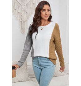 LATA Colorblock Textured Sweater