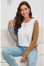 LATA Colorblock Textured Sweater