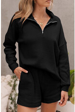 LATA Black zip up sweatshirt & short set
