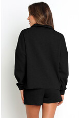 LATA Black zip up sweatshirt & short set
