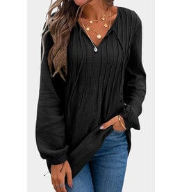 LATA Casual Pleated Textured Top