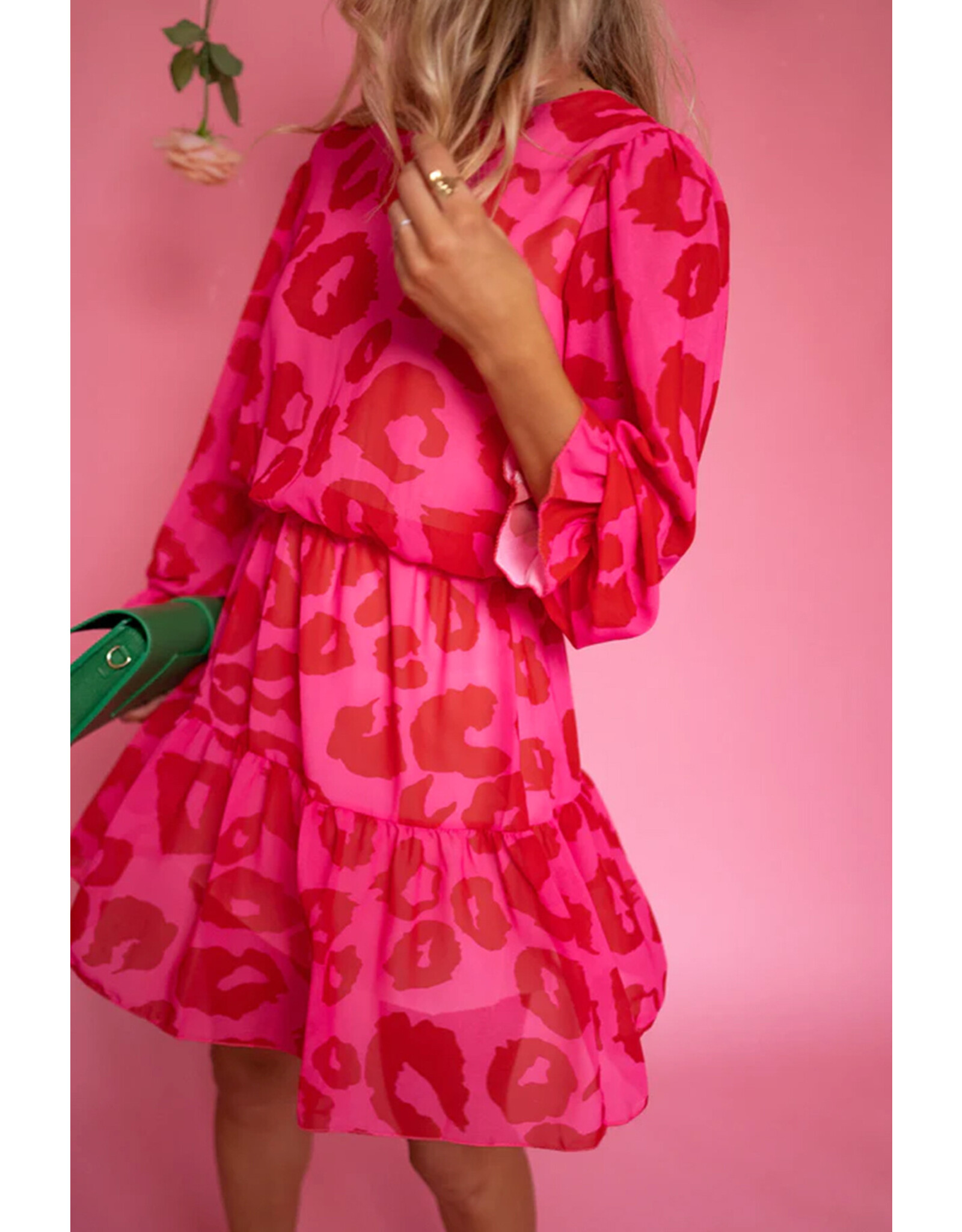 LATA Rose Leopard Print Mini Dress