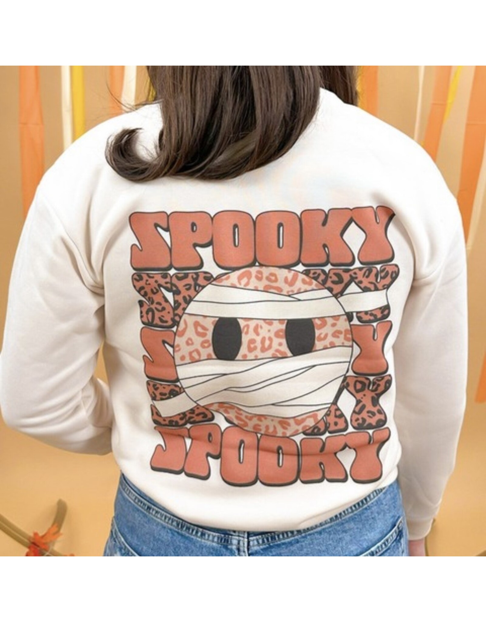 LATA Spooky Leopard Smiley Sweatshirt