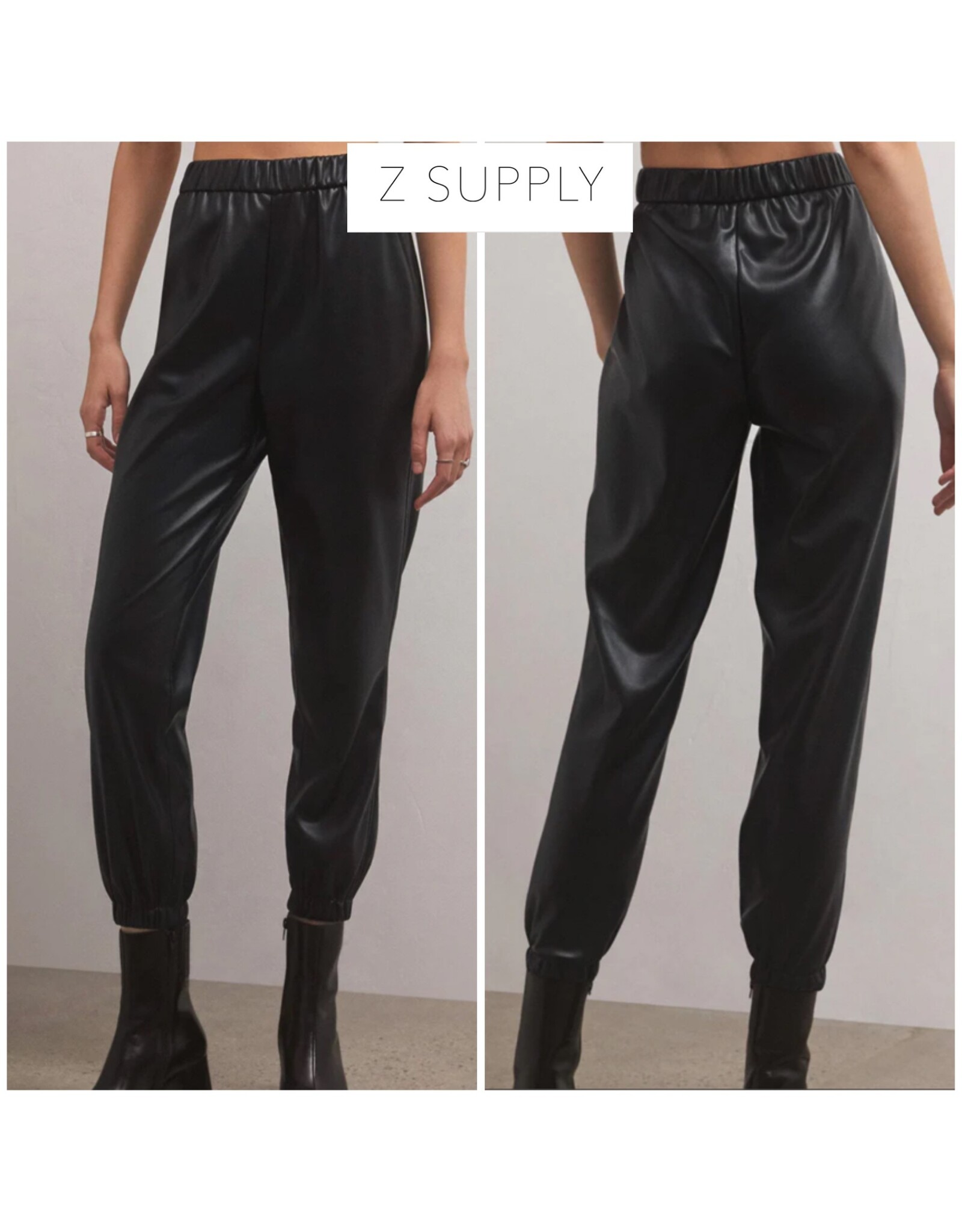 ZSupply  Lenora Faux Leather Joggers Black - Tryst Boutique