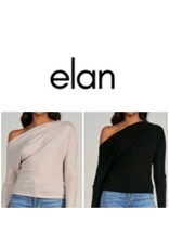 Elan Elan off shoulder top in stone or black