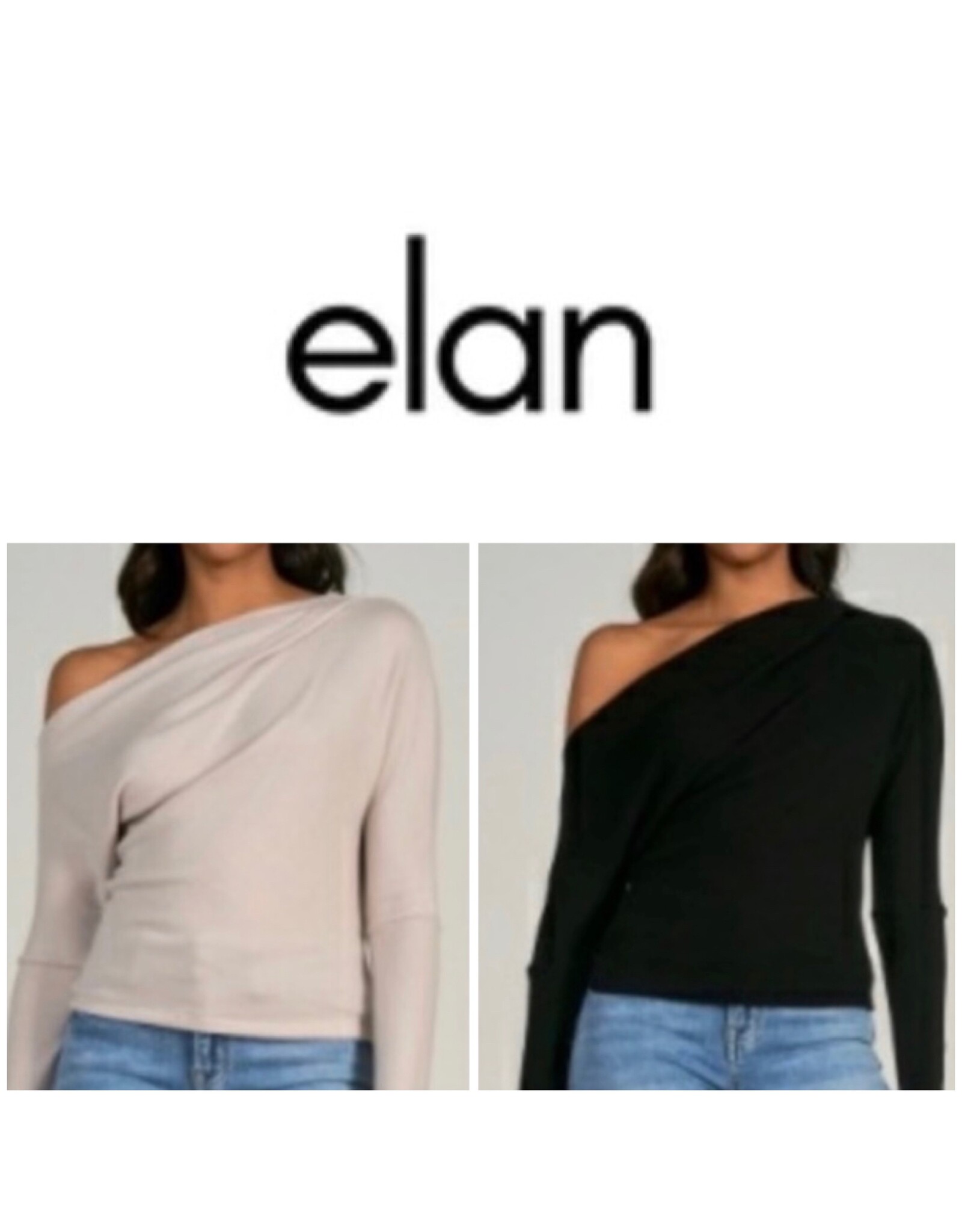 Elan Elan off shoulder top in stone or black