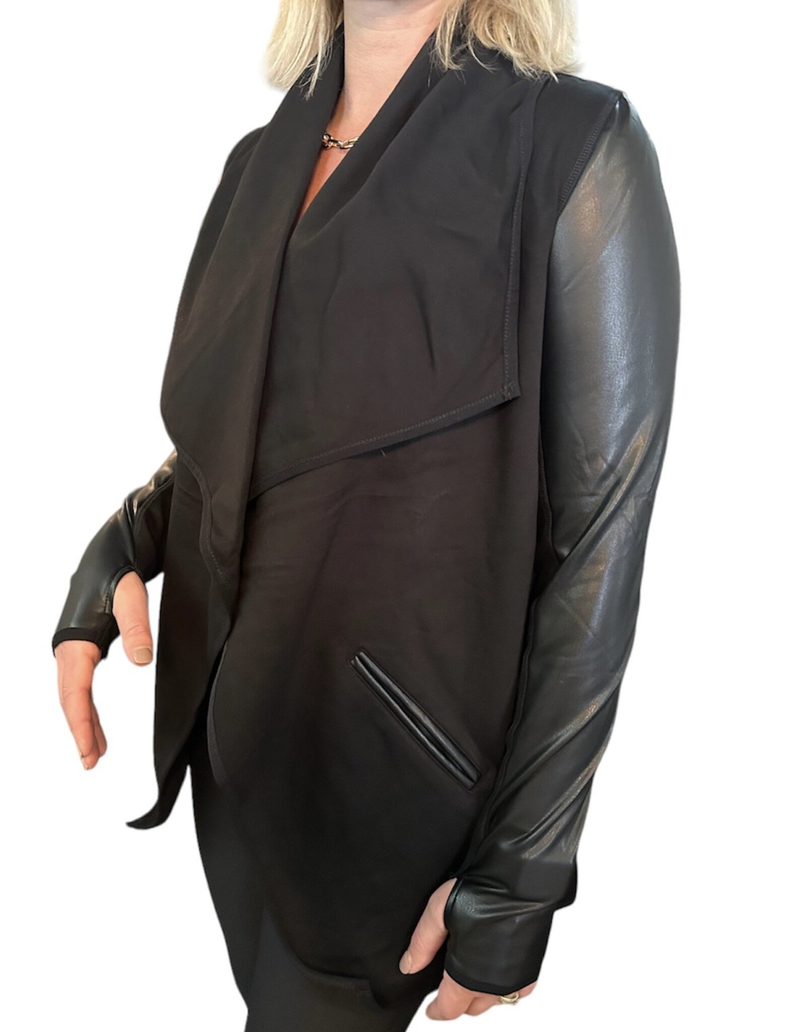 Mono B Sweater Dress S/M Womens Front Pockets Black