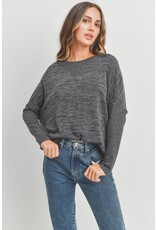 Charcoal round neck long slv