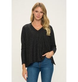 V neck long slv oversized top