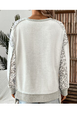 LATA Gray Leopard Patchwork Top