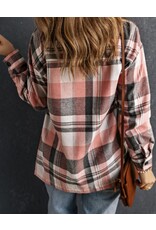 LATA Plaid pocketed button up top
