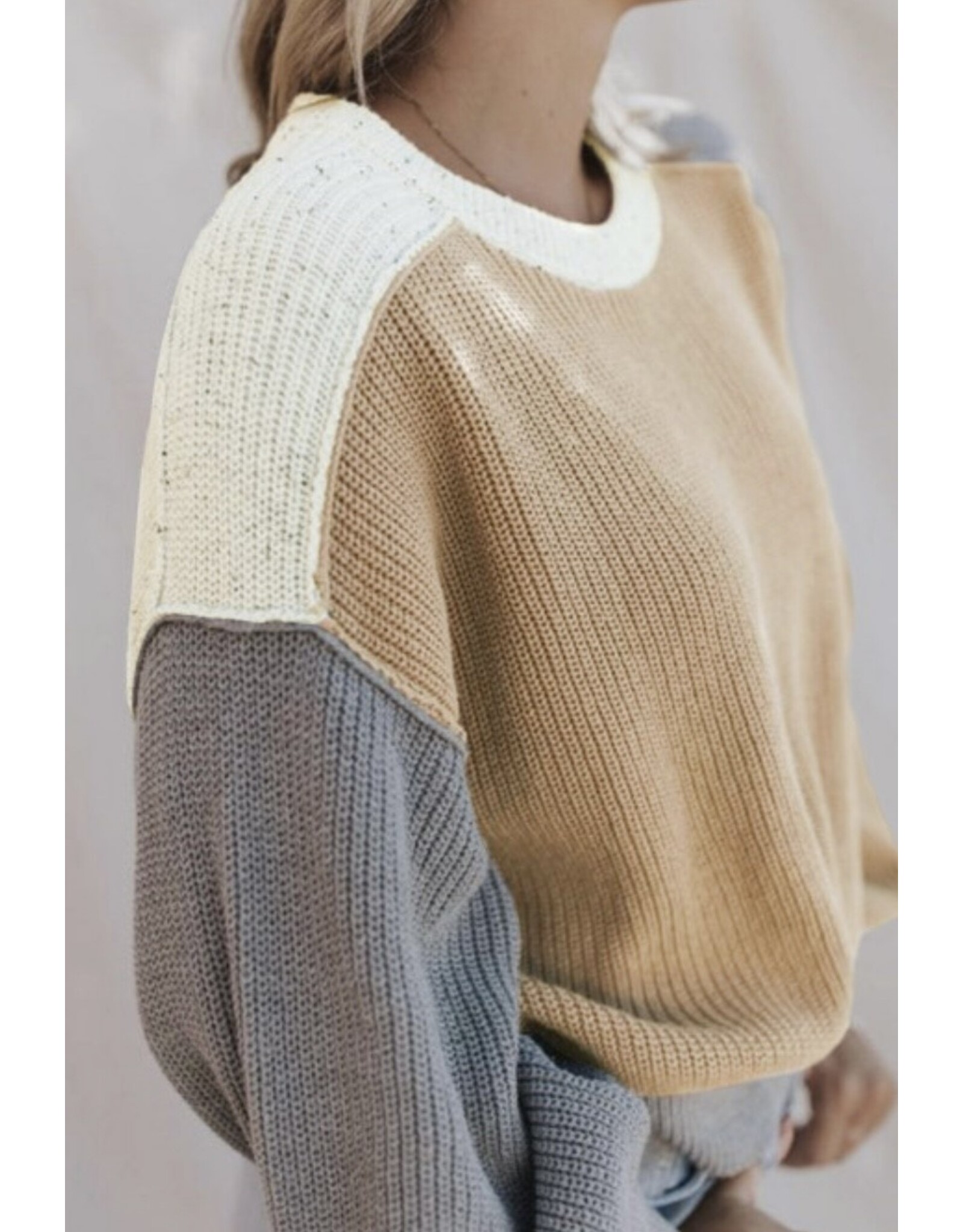 LATA Colorblock Patchwork Sweater