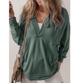 LATA Sea Green v neck drawstring hoodie