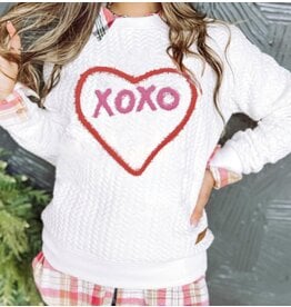 LATA XOXO Chenille Embroidered Sweatshirt