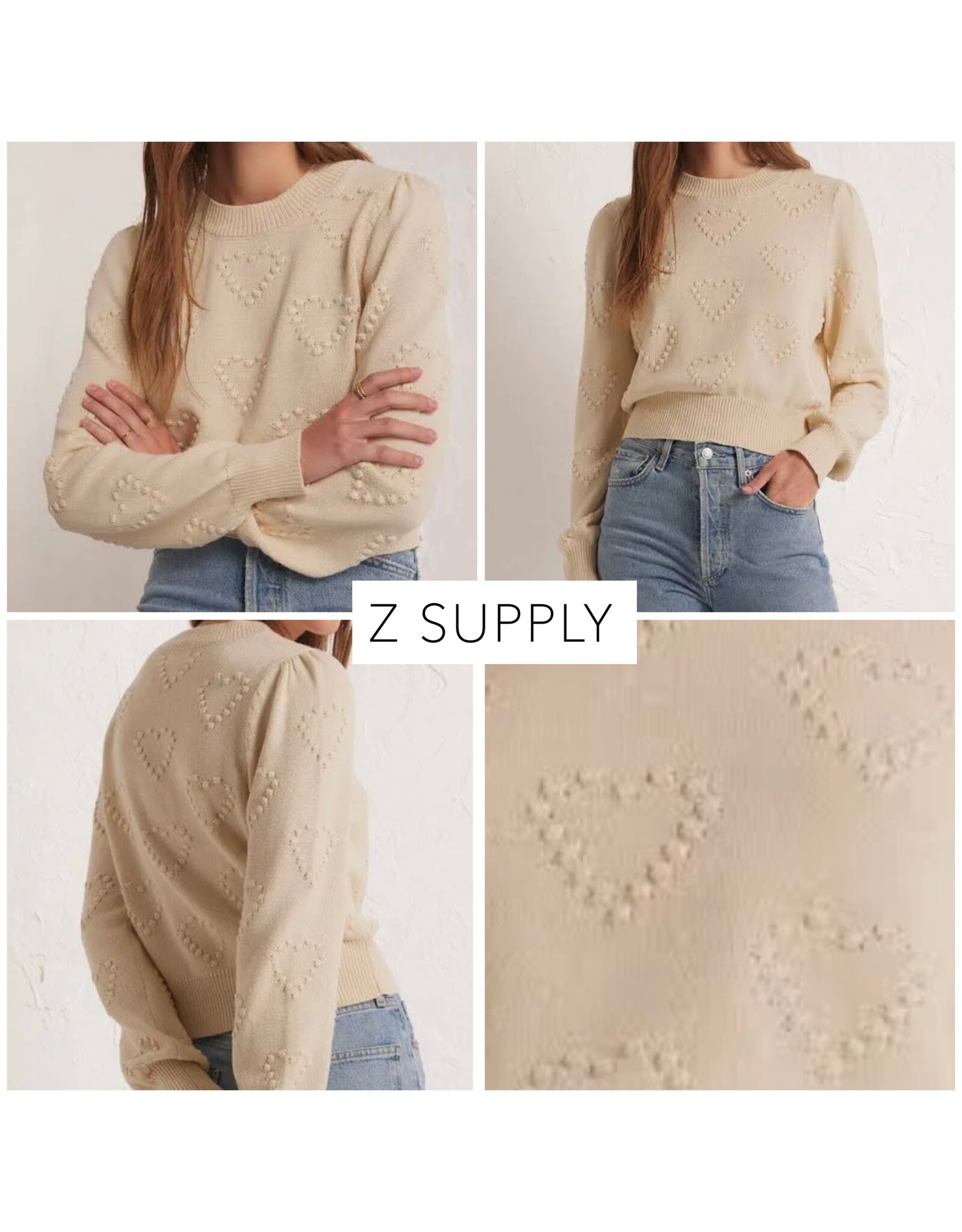 All We Need Is Love Sweater Sandstone ZW241251 - LA Trends Addict