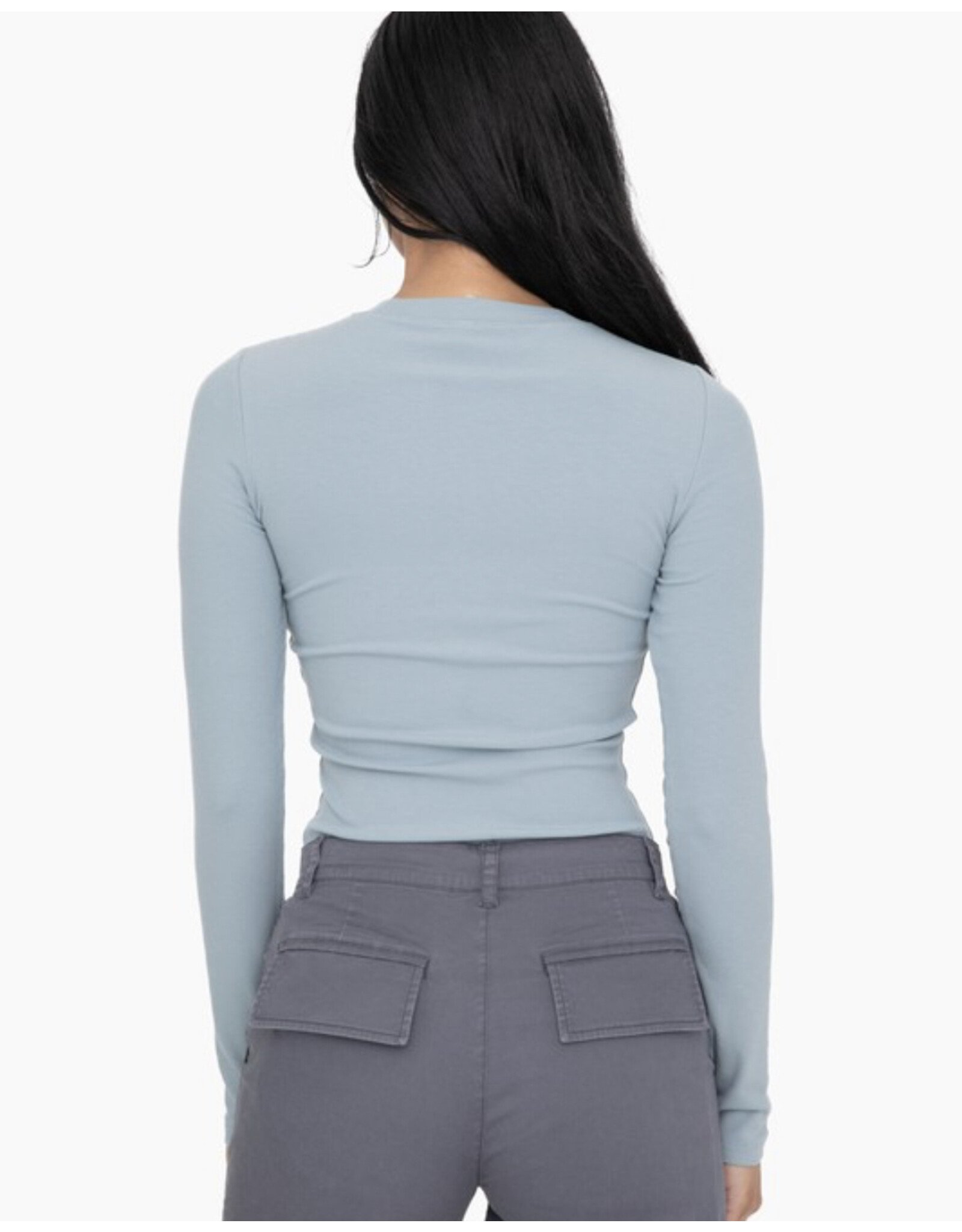 Mono B Lotus Blue Gray Long Sleeve T Shirt Women's Size Large - beyond  exchange