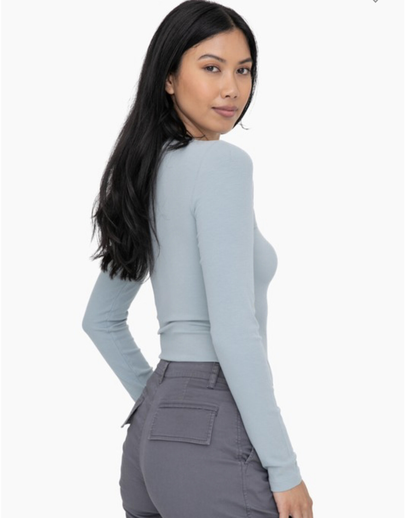 Mono B Black Long Sleeve Crop Top (Small) at  Women's Clothing store