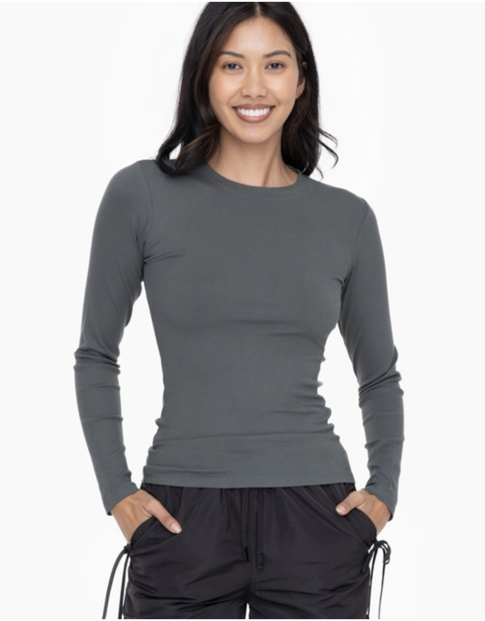 Mono b Essential Long -Sleeved Micro Ribbed Top