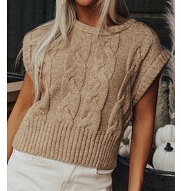 LATA Light French Beige Cap Sleeve Sweater