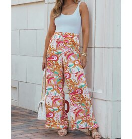 LATA Floral Print Wide Leg Pants