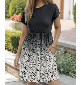 LATA Leopard Dotted Pocket T Shirt Dress