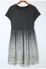 LATA Leopard Dotted Pocket T Shirt Dress