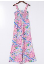 Pink Abstract Floral Wide Leg Jumpsuit