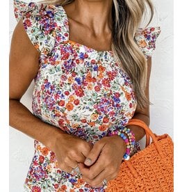 LATA Rose Floral Flutter Tank