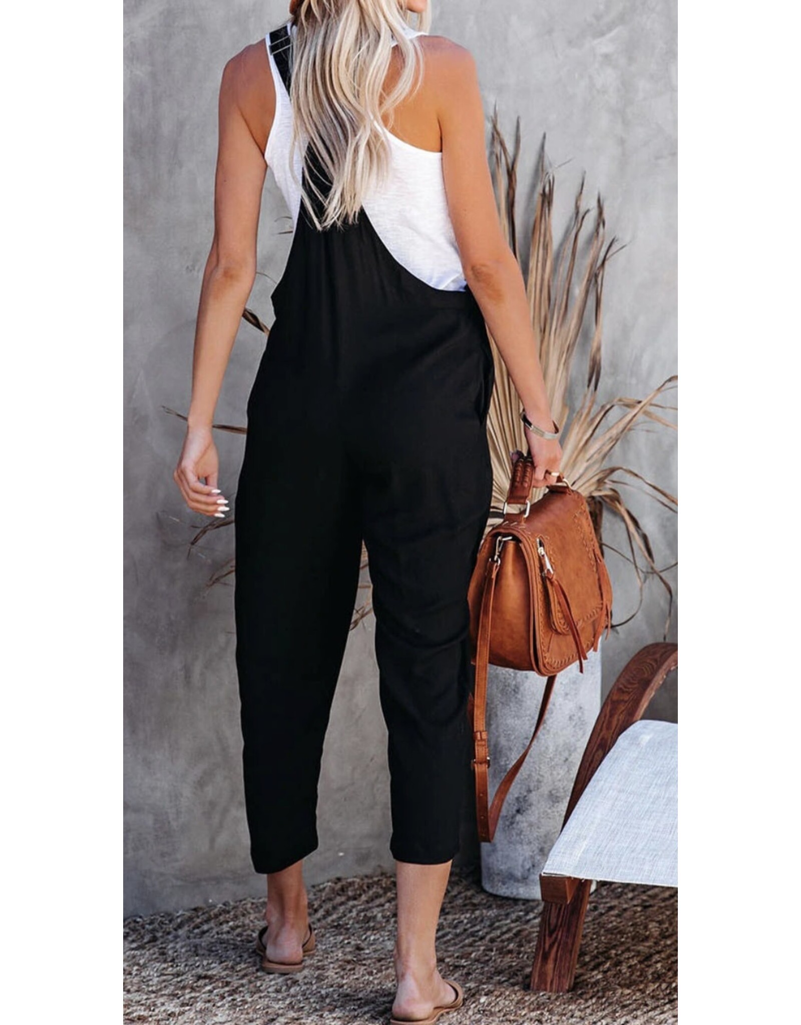 Black Adjustable Cropped Jumpsuit