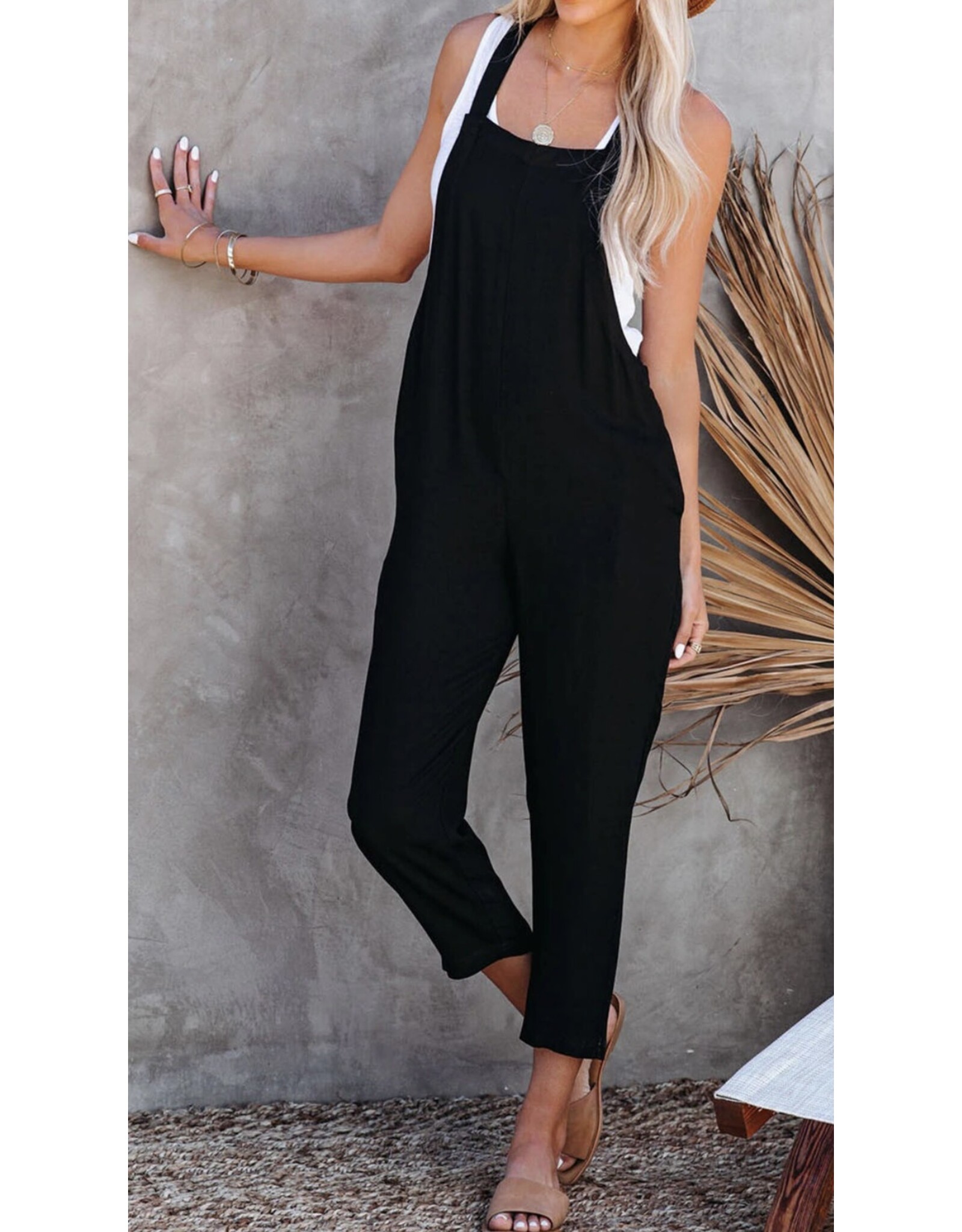 Black Adjustable Cropped Jumpsuit