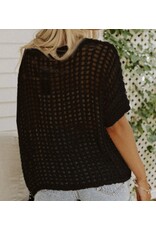 Fishnet Knit Short Sleeve Sweater