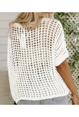 Fishnet Knit Short Sleeve Sweater