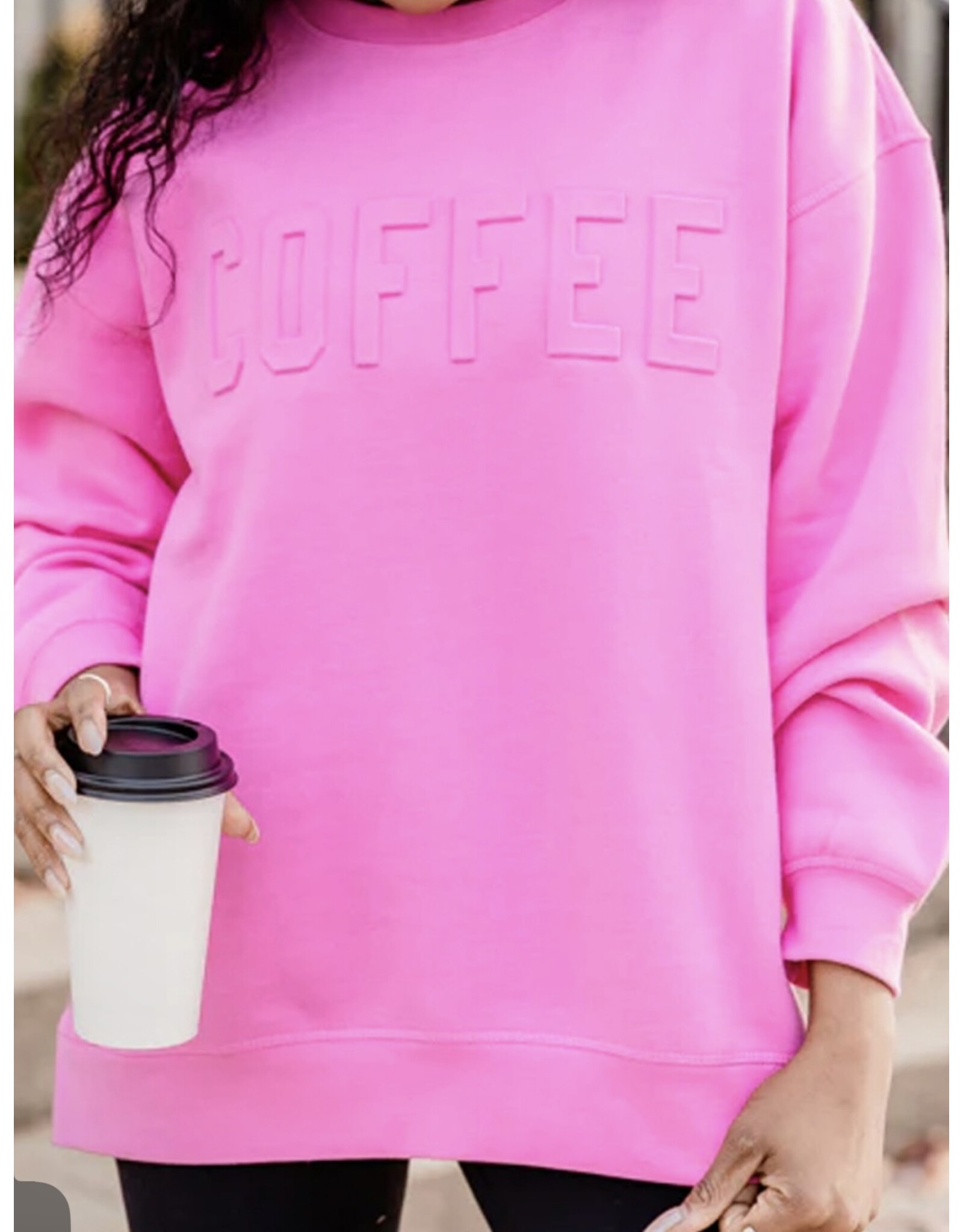 COFFEE Letter Embossed Sweatshirt