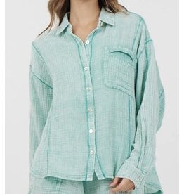 Vintage havana Vintage Havana Washed Sea Green Gauze Top