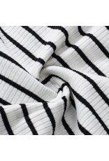LATA White Stripe Adjustable Straps Ribbed Knit Tank