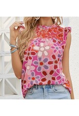 LATA Rose Embroidered Floral Print Tank
