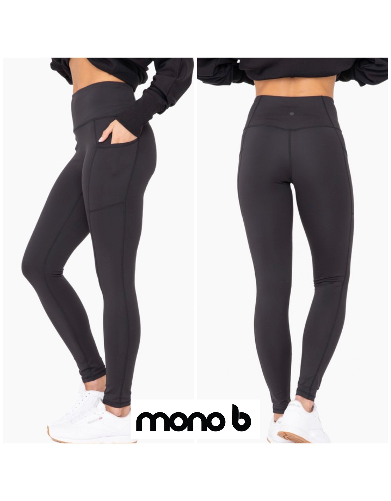 Mono B Womens High Waist Splice Mesh Pocket Full Leggings – Shop Munki