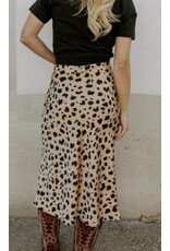 LATA Khaki Leopard Split Hem Skirt