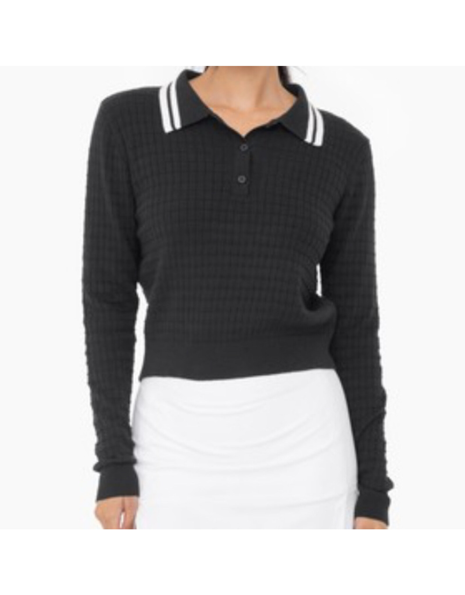mono b Retro Stripe Jacquard Knit Collared Sweater