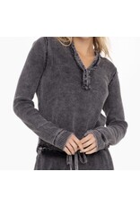 mono b black distressed mineral-washed top