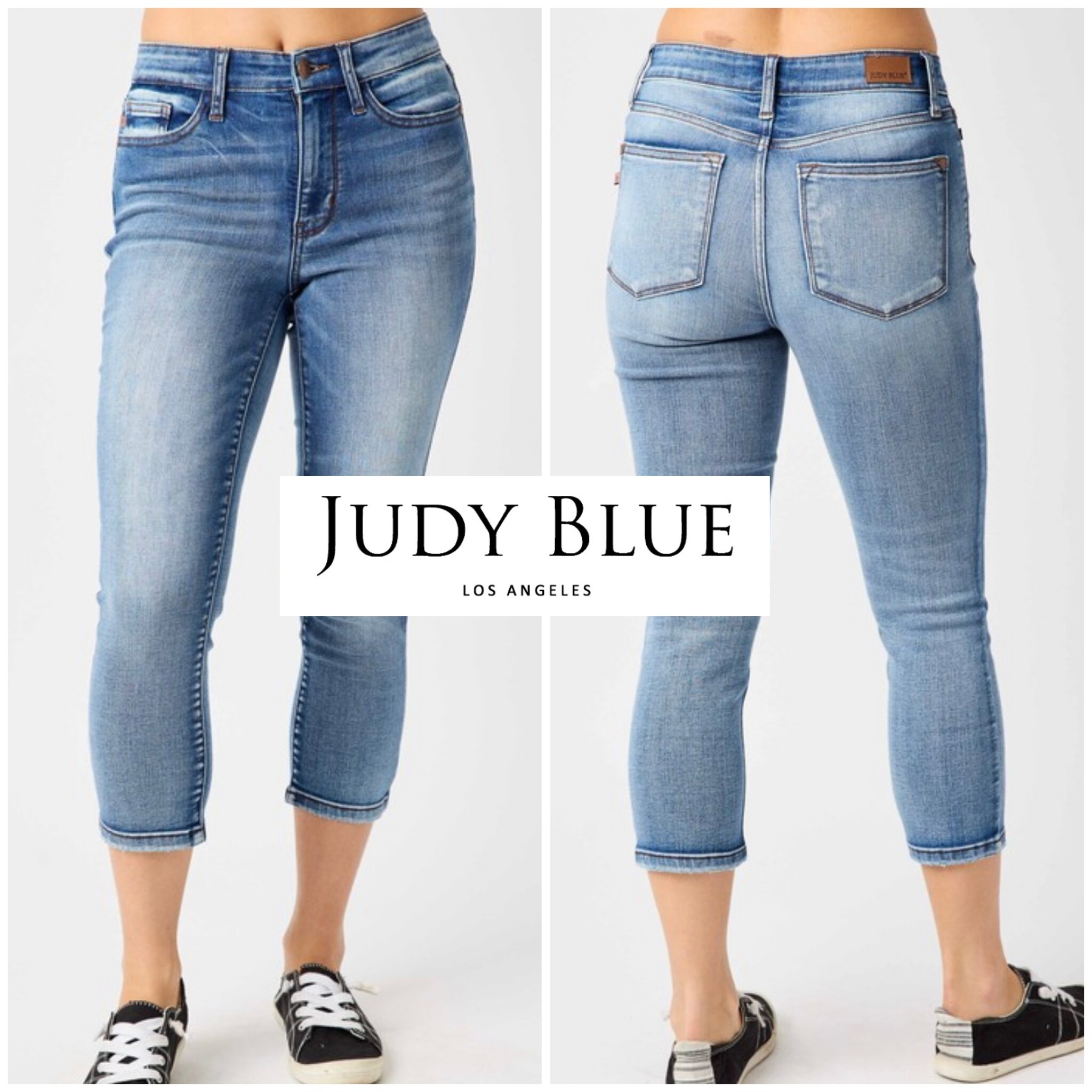 Judy Blue High Waist Extended Waistband Capri Pants with Spade Pockets main image 1