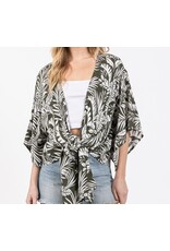 final touch 3/4 tie front short kimono cardigan