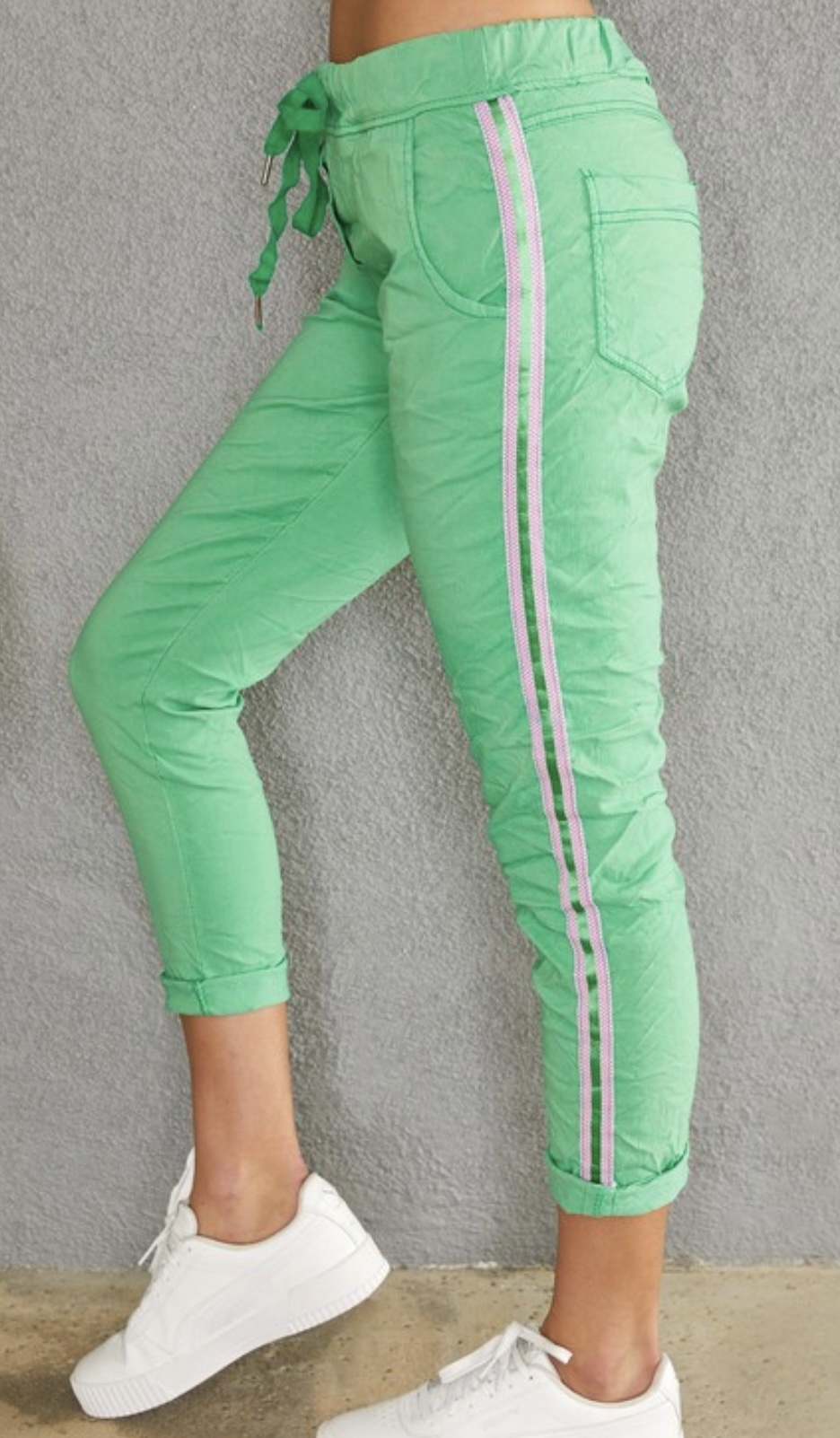 【BAON】Heini Banding Ribbed Mink Brushed Pintuck Jogger Pt Dawn Smocked Ribbed Pant